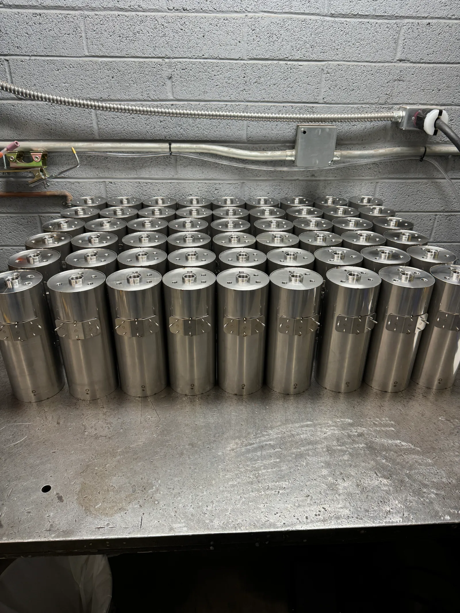 Array of precision-machined metal cylinders